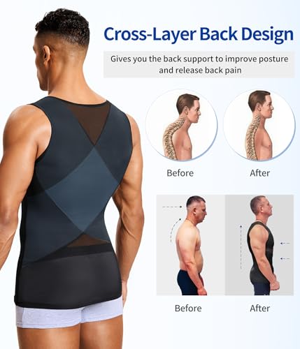 Mens Compression Shirt Slimming Body Shaper Vest Sleeveless Undershirt Tank Top Tummy Control Shapewear for Men4