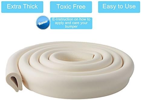 Elf Star U Shape Glass Table Edge Protectors Premium High Density Foam Baby Safety Bumper Guard 2 Meters (6.5 FT) Off White