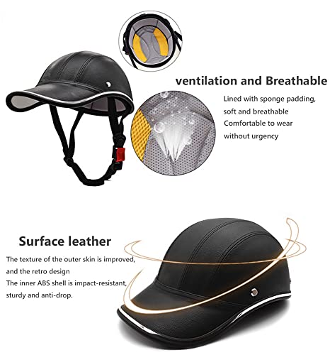Retro Bike Helmet For Aduits, Summer Leather Half Helmet Vintage Open Face Baseball Cap Helmet For Street Bike Cruiser Moped Helmet, Dot Approved -Orange-55-62Cm #TOP5