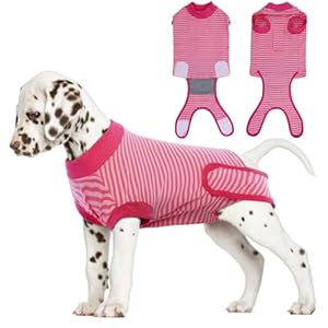 Dog Recovery Suit Dog Bodysuit After Surgery, Cotton Medical Dog Castration Suit, Soft and Breathable, Cone Alternative Dog Surgical Vest for Male Female, Red, S