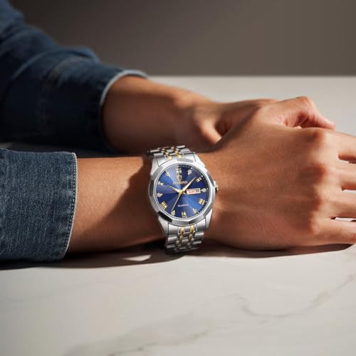 Watches for Men Luxury Diamond Business Dress Analog Quartz Stainless Steel Waterproof Luminous Date Two Tone Casual Wrist Watch2