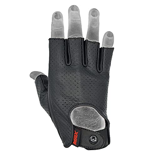 Image of MRX Driving Gloves Button Basic Soft Outdoor Glove Goat Leather Workout Full Finger, Black