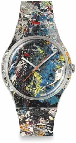 Swatch New Gent Unisex Casual Watch Polymer Transparent Quartz Water Resistant POLLOCK'S Alchemy