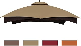 Eurmax Khaki Replacement Canopy Top for Lowe's Allen Roth 10x12 Heavy Duty Gazebo - Air Vent GF-12S004B-1, Perfect Fit 2012-2016 Models
