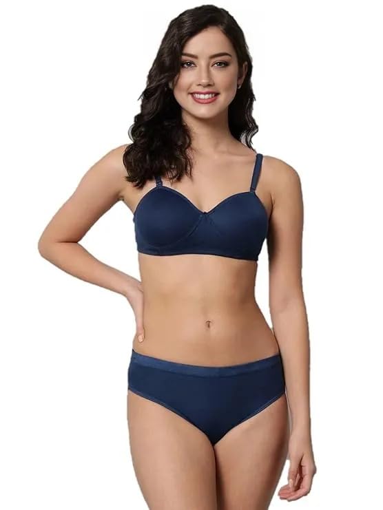 qtsy Women's Cotton Full Coverage Lightly Padded Wire Free Bra Panty| Lingerie Set Honeymoon| Bikni Set for Girl's-picture-20