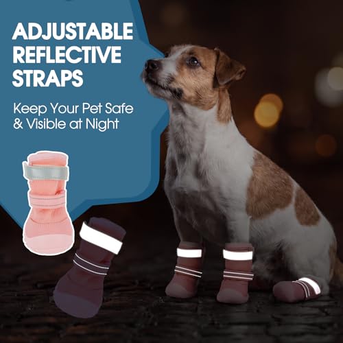 Image of ROZKITCH 4PCS Dog Boots for Large Dogs, Medium Dog Shoes & Paw Protectors for Hot Pavement, Summer Heat Protection, Mesh Breathable Nonslip Dog Booties for Hardfloors, Walking Running Hiking Pink 2#