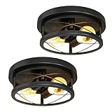 Sunco Farmhouse Ceiling Light Fixtures, Rustic Ceiling Light Fixture for Foyer, Bedroom, Hallway, Kitchen, Living Room, Den, 11 Inch Diameter, E26 Medium Base, Max 100W 2 Pack