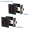 Dontay Pocket Door Passage Lock,Double Sided Rotation Privacy Lock with Large Lever,No Key Flush Mount Latch,Fits Bed&Bath Room Doors Thickness 1-3/8 to 2-3/16 inch(Matte Black,1)