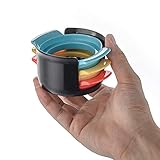 【Innovationsdesign】 Es gibt einige tolle Designs auf diesem Erdbeerschneider: Erhöhtes Griffdesign für einfaches Öffnen und Schließen, die rutschfeste Unterseite bietet einen bequemen Griff, verschiedene Farben der Formen sind leicht zu unterscheiden und zu verwenden. Es ist auch ein perfektes Geschenk für den Kochliebhaber!