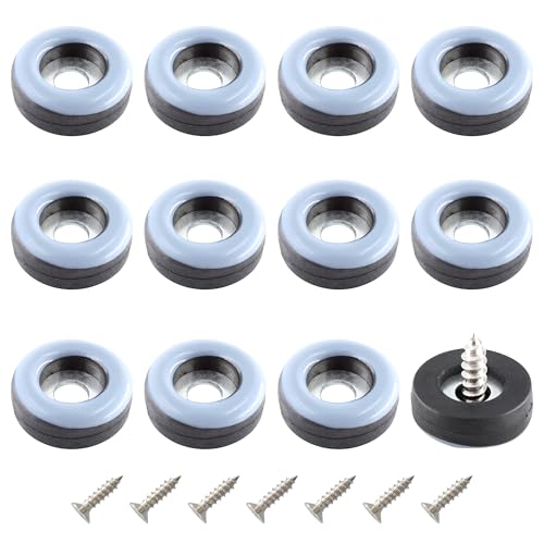 bociloy 12pcs 1" Screw on Furniture Glides Sliders for Wooden Furniture, Furniture Sliders Pads Teflon Furniture Glides Chair Leg Pads Floor Protectors PTFE Moving Furniture Glides