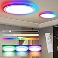 Marfete 2Pcs Flush Mount LED Ceiling Light Dimmable with Remote Control, 13Inch 30W RGB Sidelight Close to Ceiling Light Fixture 3000-6500K, Modern Ultra-Thin Round Ceiling Lamp for Bedroom Party
