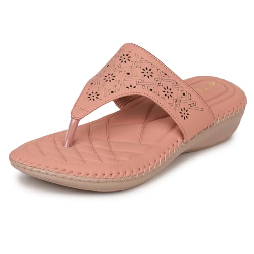 Image of TRASE Orthopedic Footwear for Women | Flat Ortho Slippers for Women Stylish | Soft Sole Ladies Chappal Fancy Comfortable Casual Footwear with Laser Cut Design