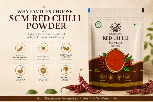 Image of SCM Natural & Desi Red Chilli Powder | Premium Quality Lal Mirch Powder | Rich Aroma | 250g