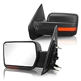Perfit Zone Towing Mirrors Replacement Fit for 2007-2014 F150, POWER HEATED, W/AMBER SIGNAL,BLACK,LE