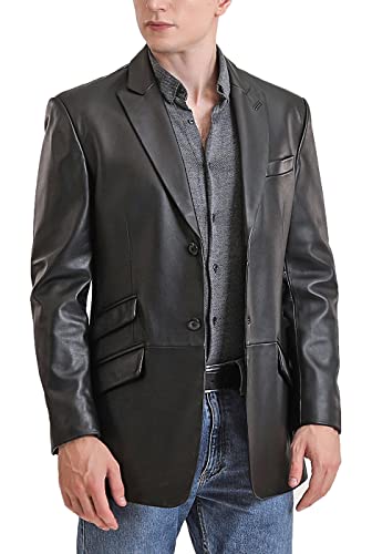 Bgsd Men Noah 2-Button Leather Blazer Lambskin Sport Coat Jacket Black Large #TOP2