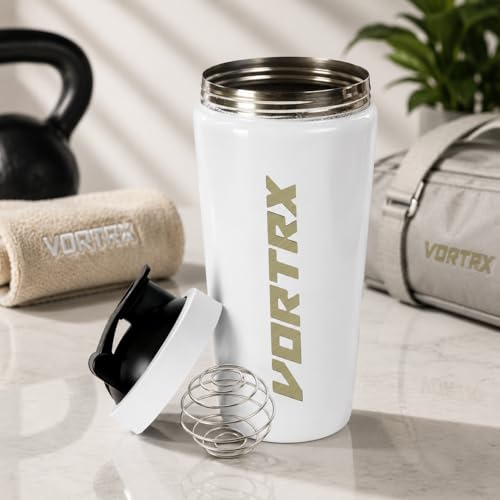 Image of Steel Protein Shaker Bottle With Premium Laser Engraved Logo | 100% Leakproof BPA-Free Metal With Whisk Ball | Perfect for Protein, Pre-Workout, Creatine (Engrave White)