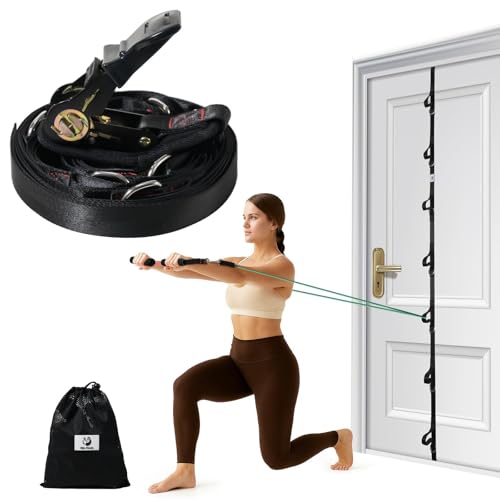Slim Panda Door Anchor Strap for Resistance Bands Door Exercise Equipment with Ratchet Adjust Tighten Multi Point Anchor Gym Attachment Portable Door Resistance Bands for Home Gym Workouts