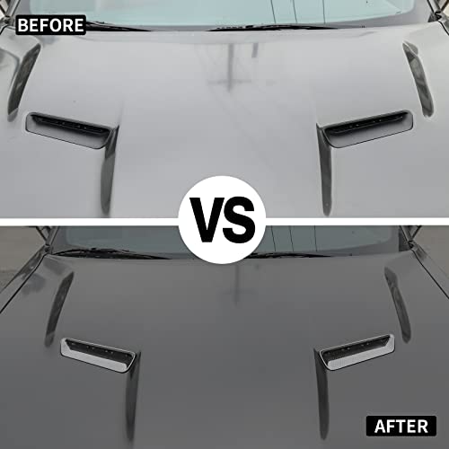 Voodonala Hood Scoop Hood Vent Air Intake Hood Air Conditioner Air Intake Outlet Trim Fit for 2015-2025+ Dodge Challenger Exterior Accessories ABS 2pcs (Carbon Fiber) by Voodonala - Image 2