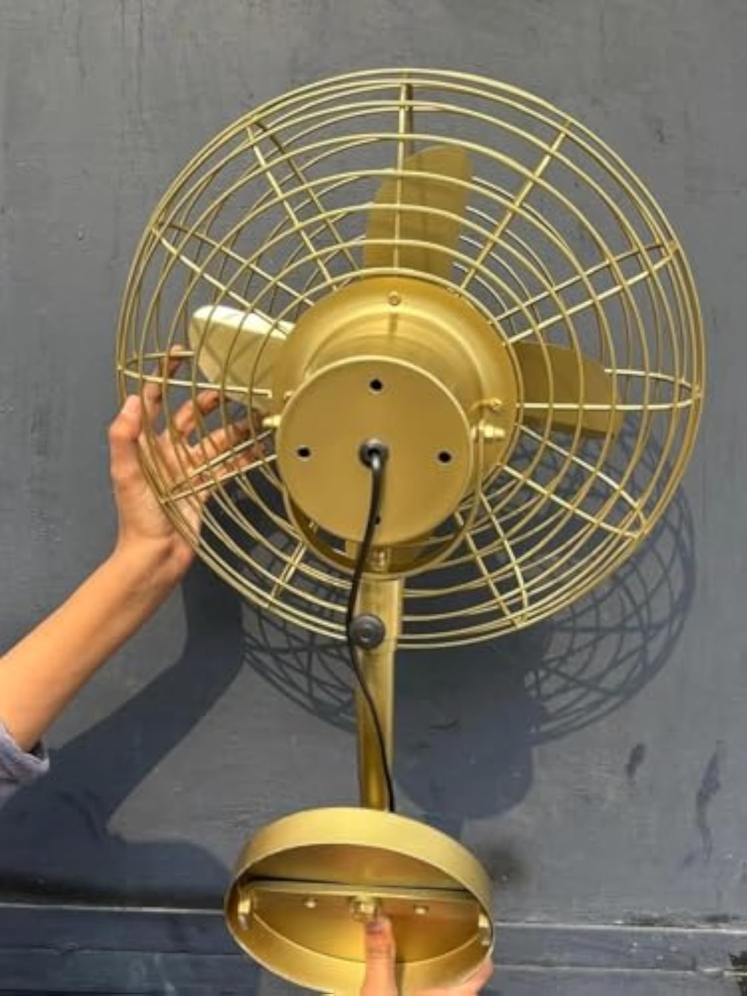Vintage Brass Wall Mounted Fan, Adjustable Head