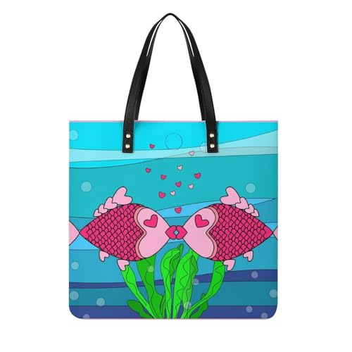 Sac À Main Shopper Poisson Rose au design artistique unique 39x39cm