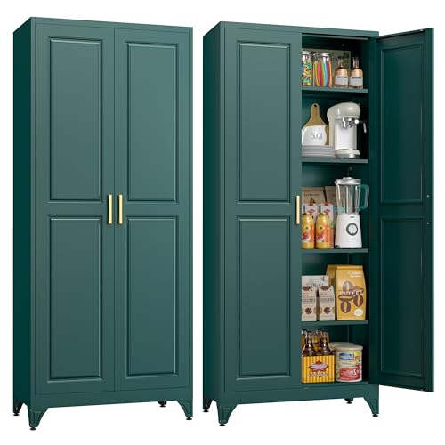 MetalMax 75" Tall Metal Storage Cabinet, Kitchen Pantry Storage Cabinets