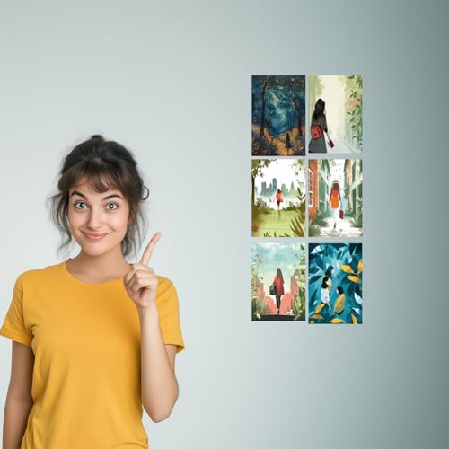 Image of SiddArtify Enchanted Forest - Cityscape Journey Art Print Set - Set of 2-4x6 Inch - Board (Pack of 6) - Sticker (Pack of 6) Wall Room Decoration art Poster Prints