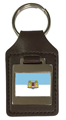 Porte-clés en cuir Riga Lettonie pendentif gravé gravure durable