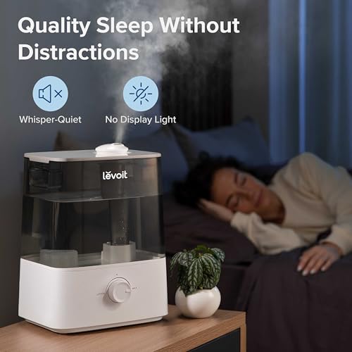 Image of LEVOIT Classic300 Ultrasonic Top Fill Humidifier, Extra Large 6L Tank Last 60-Hour - Super Quiet, Easy to Use and Clean, 360 Rotation Nozzle, Simple Knob Control, Handle, Auto Shut Off, Gray