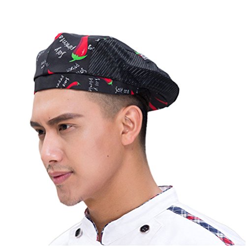 Nanxson Chef Boina Plana Pastelería Baker Cocina Verano Mesh Cooking Works Uniformes Gorro Chef para Adultos CF9021 (1, Pimienta)
