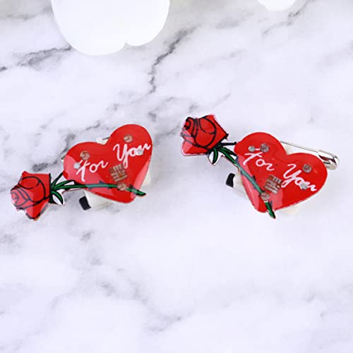 Ushobe 10Pcs Valentines Day Heart Brooches And Pins Luminous Breastpin Flashing Lapel #TOP6