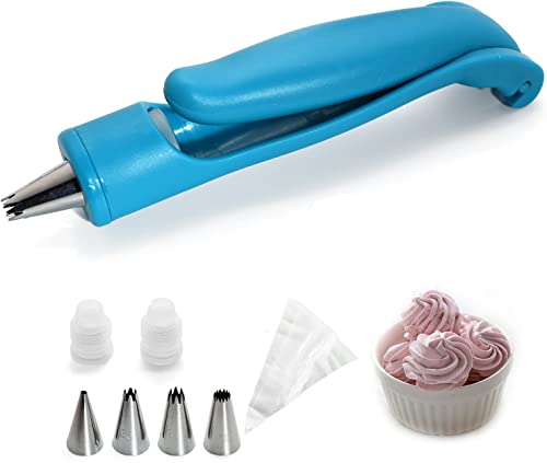 Cake Decorating Pen Tool Kit, Pastry DIY Cake Decorating Pen, Cake Decoration Pastry Icing Pen Pipe (Blue)
