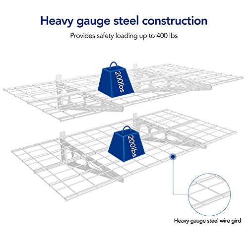 Fleximounts,2 Shelves 2-Pack 2X4Ft 24-Inch-By-48-Inch Wall Shelf Garage Storage Rack Wall Mounted Floating Shelves, White #TOP1