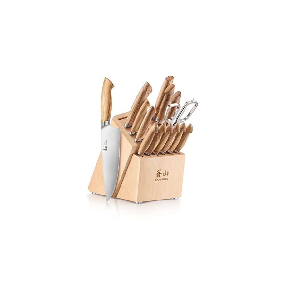 Cangshan-OLIV-Series-501691-Swedish-14C28N-Steel-Forged-15-Piece-Knife-Block-Set-Maple Cangshan Model #: 501691 Knife Block Set