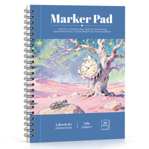 5.8&times;8.3 Marker Pad, 50 Sheets, Smooth Acid-Free Paper for Markers