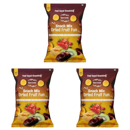 Image of Khari Foods Dried Fruit Fun Snack Mix 40g, 8 in 1 Trail Mix of Dried Dates, Apricots, Kiwi, Mango & More, Fibre & Antioxidants Rich, No Additives (Pack of 3)