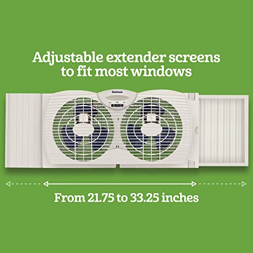 HOLMES Dual Blade Manual Window Fan, White, One Size