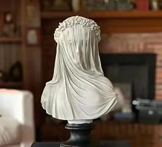 LANALY The Veiled Lady Sculpture Resin Gothic Cloaked Woman Statue White Statue Home Decor for Home Art Collection Decorations