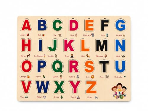 Image of Wooden Name Puzzle for Toddlers 2+ Years | Montessori Letter Matching & Name Recognition Learning Toy | Alphabet Educational Puzzle for Preschool Boys & Girls (Alphabets)