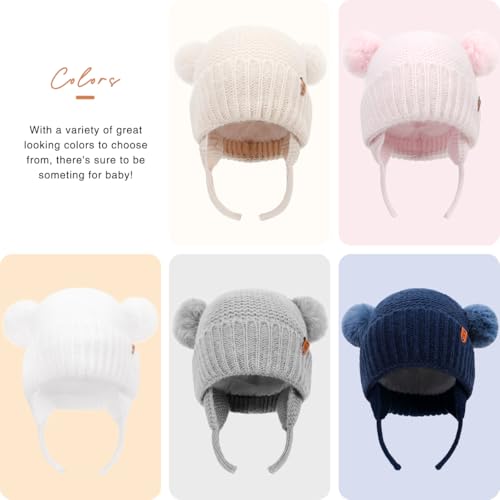 Personalized Baby Beanies Hats, Custom Embroidered Name Knitted Toddler Winter Hat with Earflap4