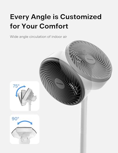 Image of PELONIS 7-Inch Pedestal Air Circulator, Oscillation Fan, 3 Speeds, Adjustable Height (Tabletop /Standing Fan), 75+90 Oscillation, 5-Blade Quiet Pedestal Fan for Bedroom, Office, Home