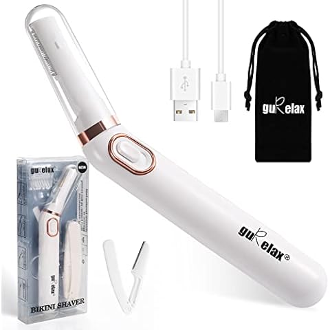 gurelax Bikini Shaver for Women Pubic Hair, USB Bikini Line Hair Removal, Ladies Bikini Hair Remover + Foldable Shaver kit, Electric Intimate Trimmer/Razor for Bikini Area, with Storage Bag Cover