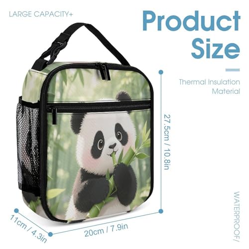 Bamboo Panda Printed Backpack With Lunch Pack Storage Box Case 3pcs Lightweight Travel Backpack4