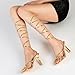 Mostrin Gold Strappy Heels for Women Lace Up Heels Tie Up Stiletto Heeled Sandals Square Open Toe High Heels for Prom, Party and Weddings Size 6