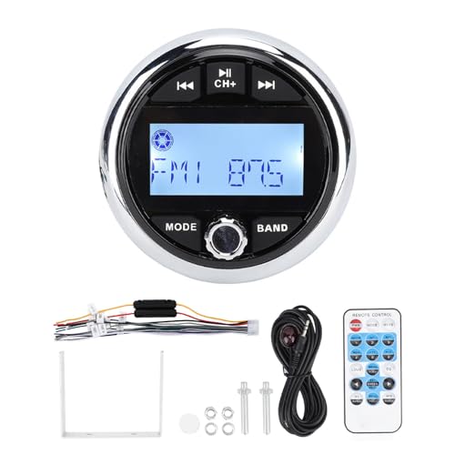 Receptor estéreo Marino Klanata con Salidas Bluetooth, USB, AUX y - Reproductor de Audio de Medios Digitales de 12V para Botes, Yates y RVs