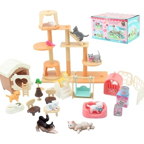 Lotvic Cat Figures Playset with Accessories Cover