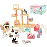 Lotvic Cat Pretend Play Toys, Cat Figures Playset, Cat House Furniture Toys, Real Pet Care Center, Cat Care Role Play Toys, Cat Toys for Doll Accessories, Educational Cat Toys for Kids (Cat)