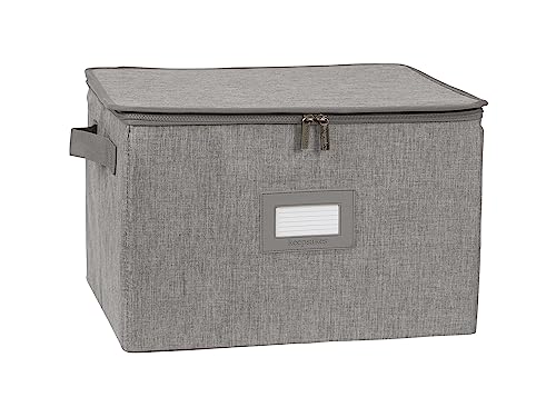 Covermates Keepsakes China Cups and Coffee Mugs Storage Box – Stackable, Reinforced Handles, China Storage, Grey Heather