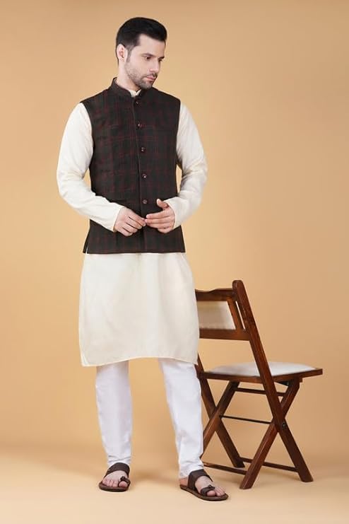 Image of DEIFIC Men's Export-Quality Indian Traditional Nehru Jacket /Waistcoat