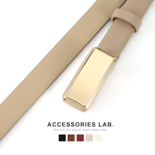Thin Belts for Women Jeans Dress Gold Square Buckle Ladies Skinny Faux Leather Waist Belt4