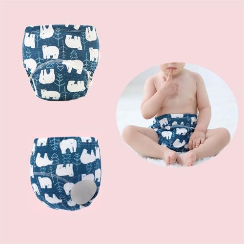 FedMois 3er Pack Baby Kleinkinder Töpfchen Trainingshose Trainerhose, Eisbär, Quallen und Dinosaurier, 3-4 Jahre